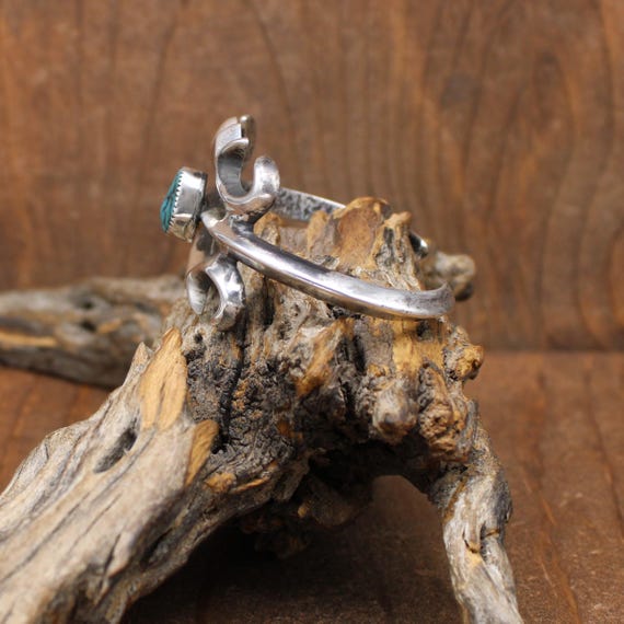 Sterling Silver and Turquoise Sand Cast Cuff Bracelet* View 3