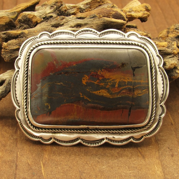Sterling Silver Hematite Tigers Eye Belt Buckle - Etsy display picture 1