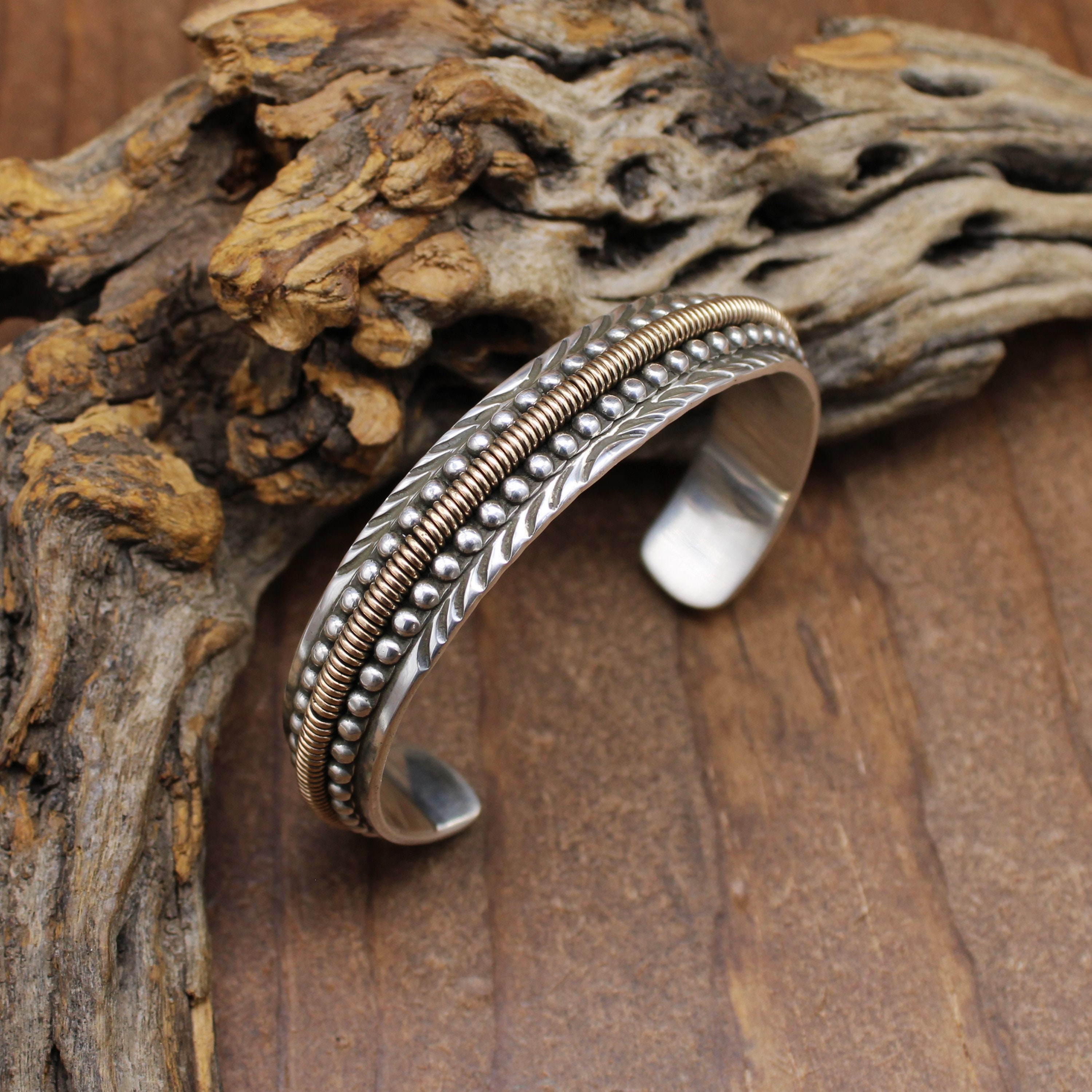 Southwestern Sterling Silver 1/20 12K GF Cuff Bracelet by J. W.