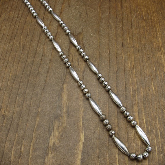 Vintage Sterling Silver Beaded Necklace - image 3