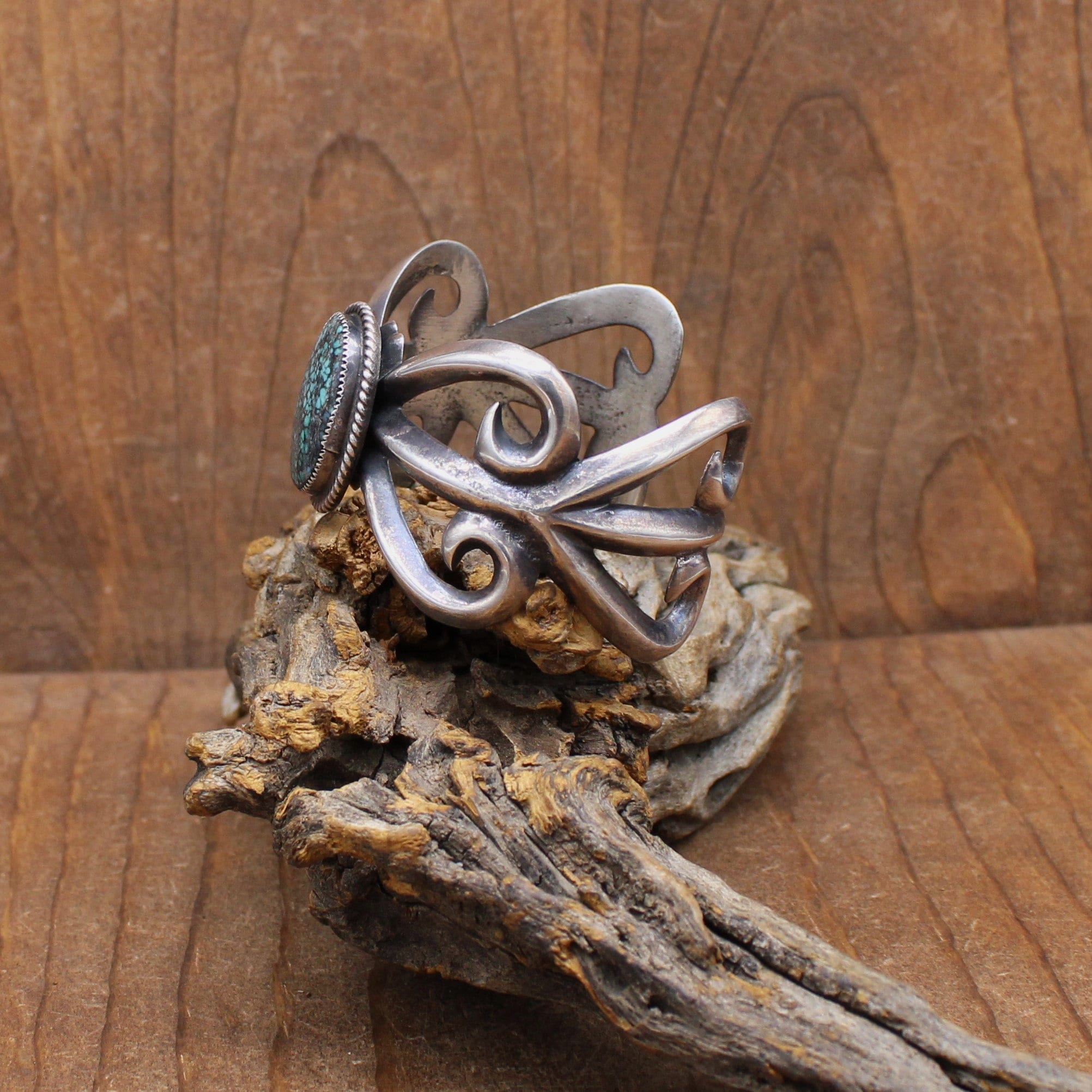 Vintage Wilson Begay Sand Cast Navajo Sterling Silver Turquoise Cuff ...