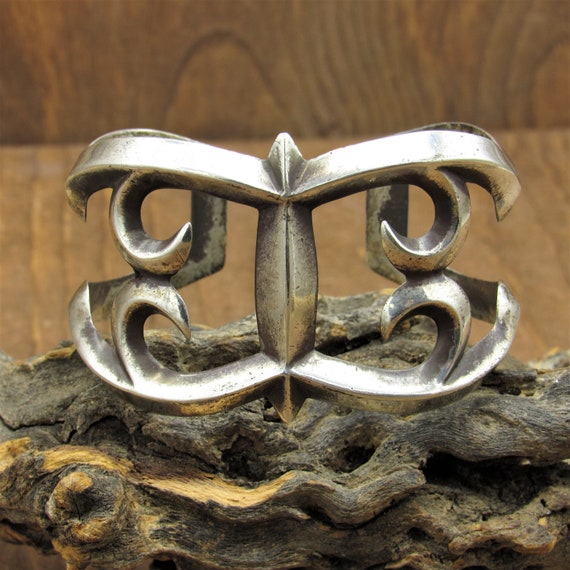 Vintage Sterling Silver Sandcast Cuff - image 1