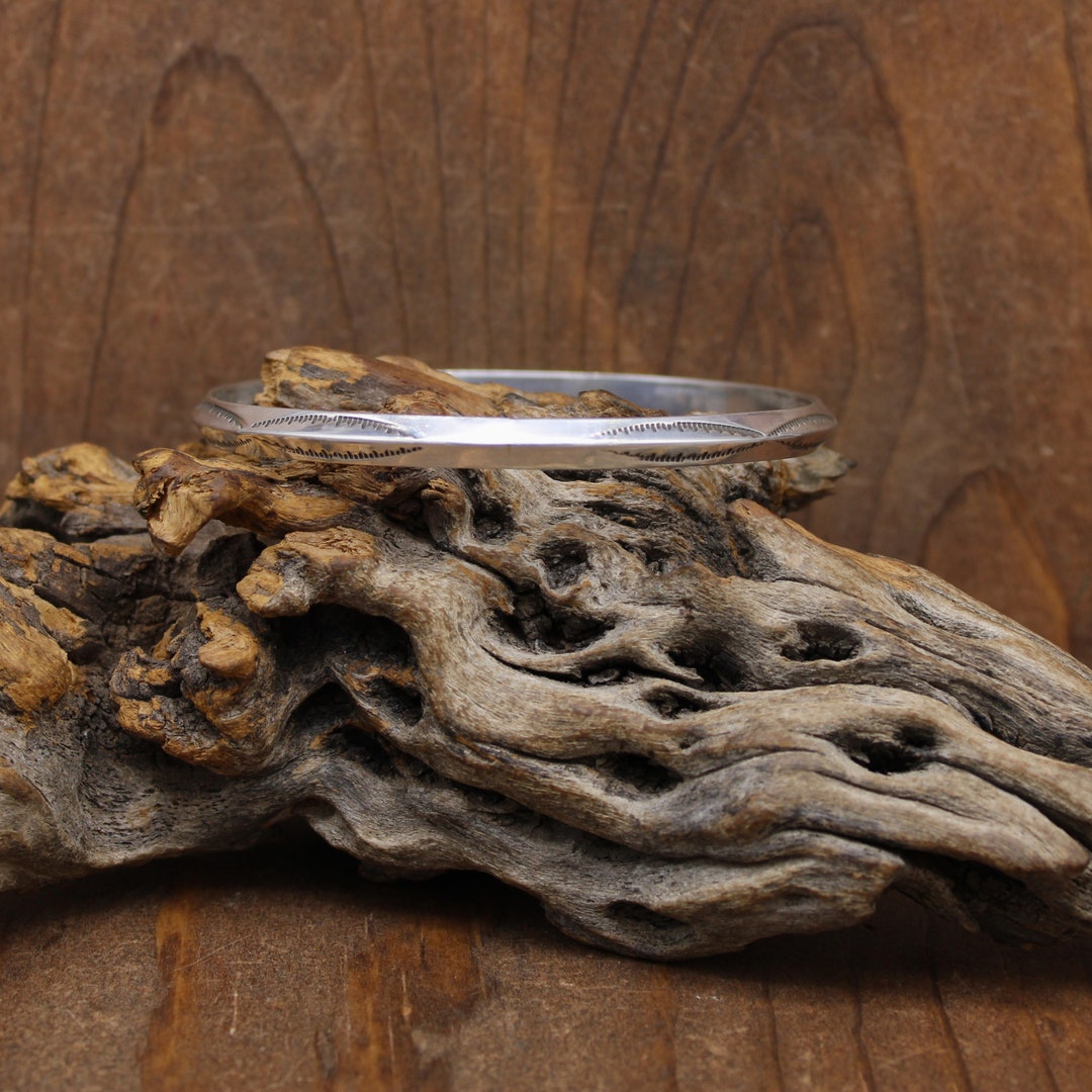 Sterling Silver Triangle Wire Southwest Bangle Bracelet by Tahe - Etsy