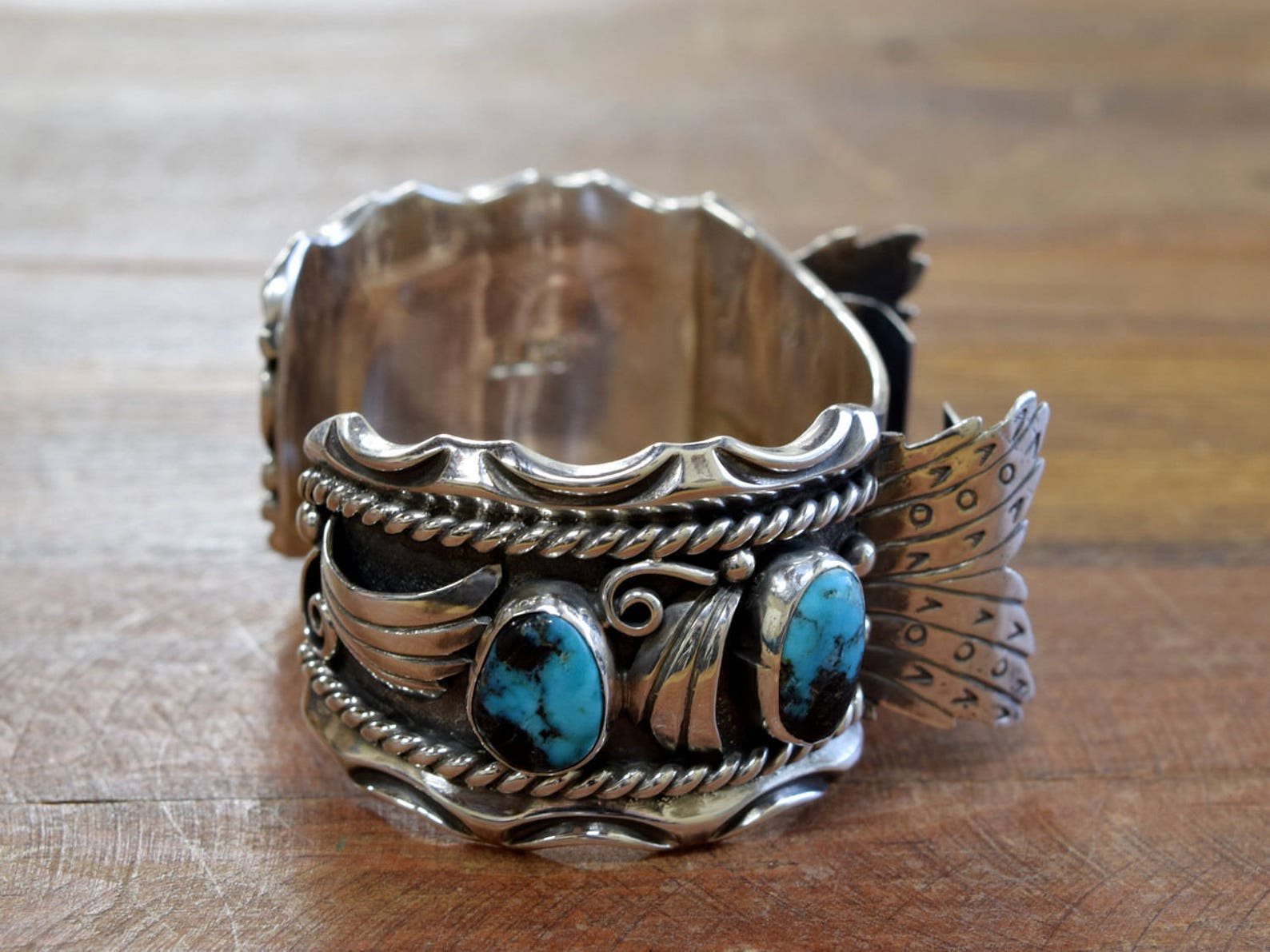 Vintage Navajo Turquoise Sterling Silver Watch Cuff Bracelet - Etsy