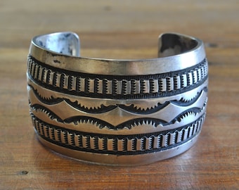 Heavy Emerson Bill Handmade Navajo Sterling Silver Cuff Bracelet