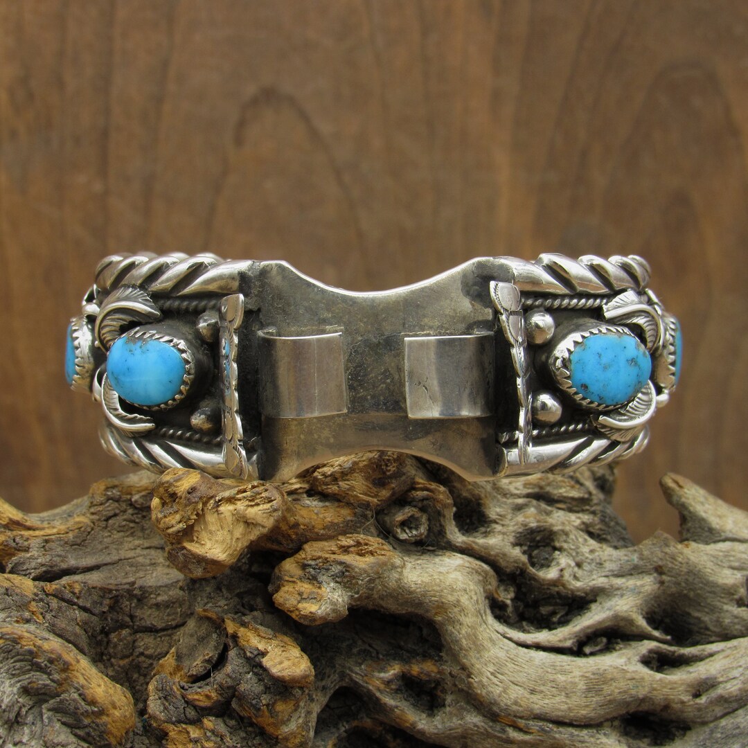 Ladies Sterling Silver and Turquoise Watch Bracelet Etsy