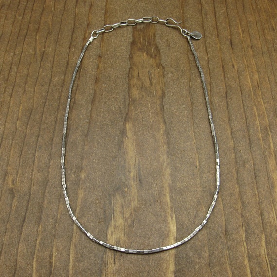 Vintage Navajo Christin Wolf Lapis Lazuli Sterling Silver Tube Bead Necklace