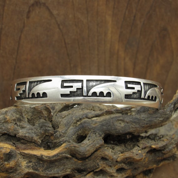 Sterling Silver Bangle Bracelet by Hopi Bernard Dawahoya * - Etsy
