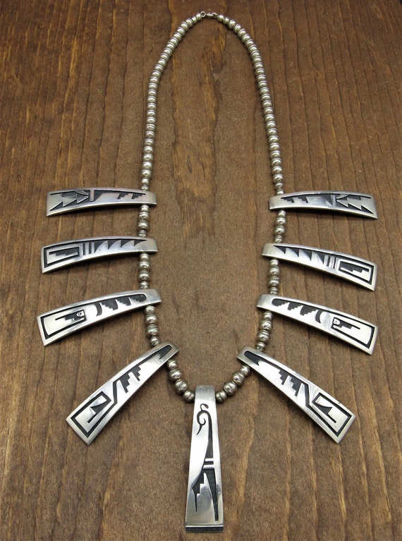 Sterling Silver Hopi Necklace with Nine Long Penda