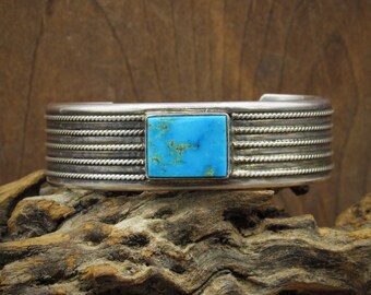 Leo Feeney Turquoise Row and Sterling Silver Cuff Bracelet - Etsy