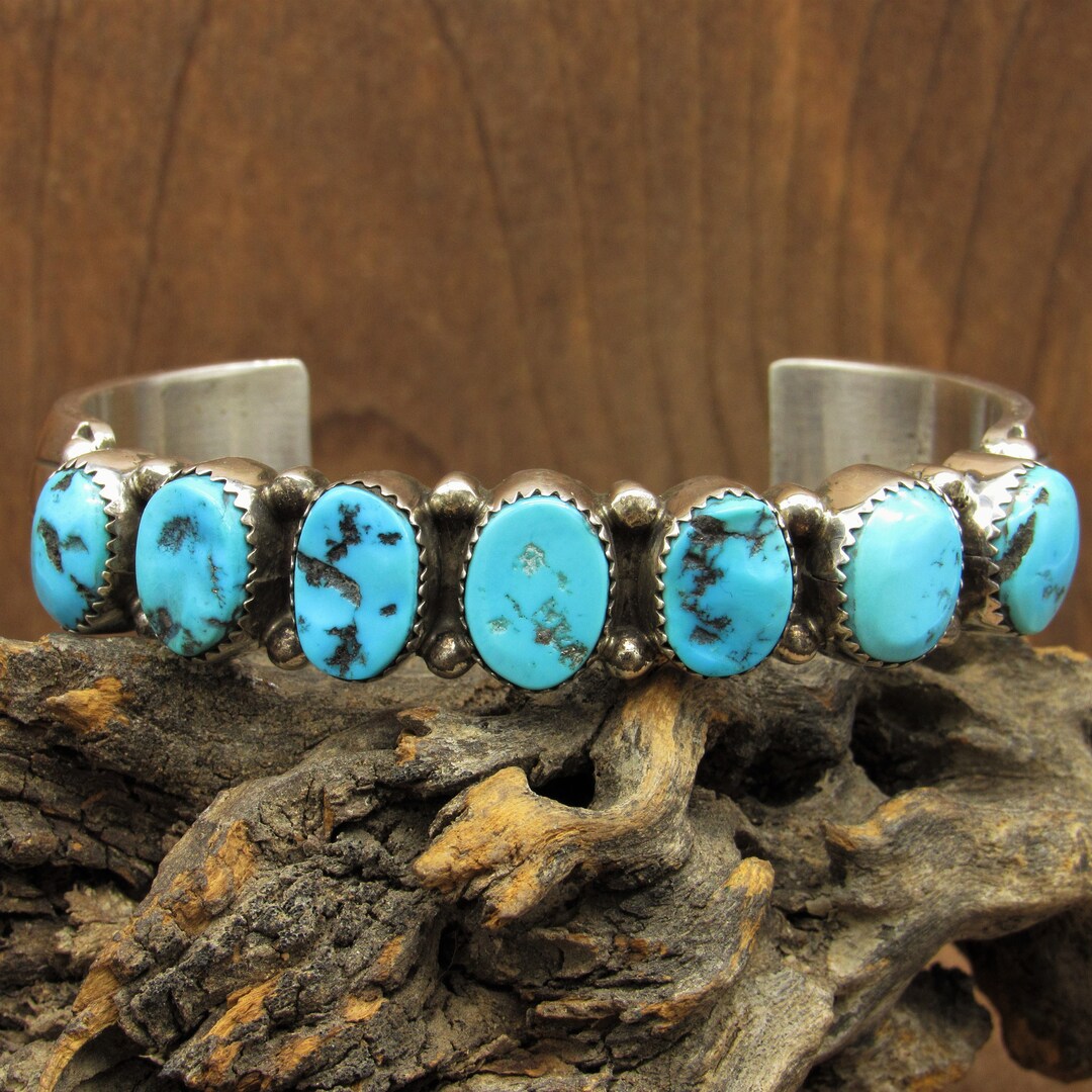Vintage Navajo Sterling Silver Blue Turquoise Cuff Bracelet* - Etsy