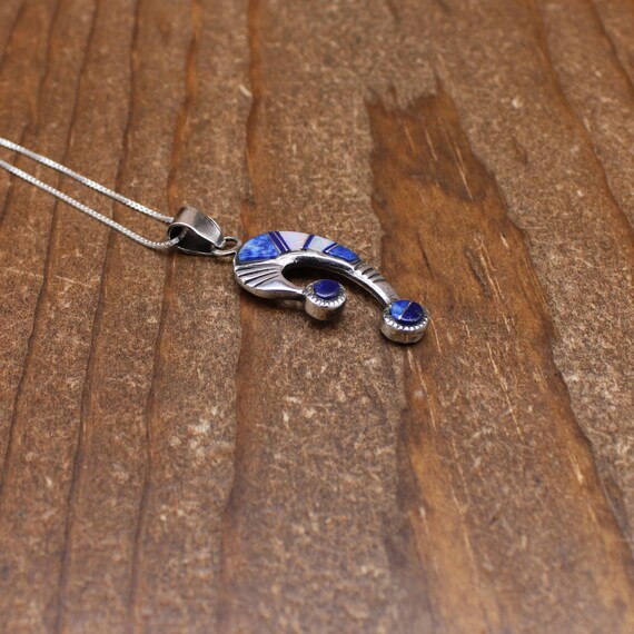 Pretty Lapis Lazuli and Lab Opal Inlay Sterling S… - image 3