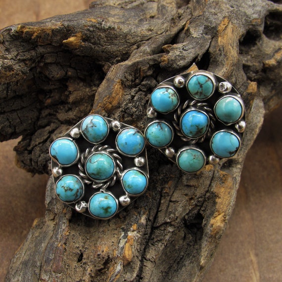 Sterling Silver and Turquoise Clip On Earrings - image 1