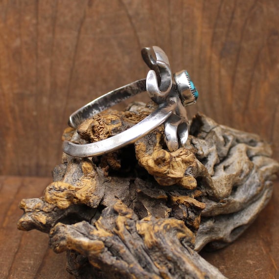 Sterling Silver and Turquoise Sand Cast Cuff Bracelet* View 2