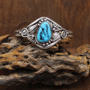 Navajo Sterling Silver and Turquoise Cuff Bracelet by Allen Chee