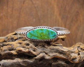 Sterling Silver and Long Green Turquoise Cuff Bracelet *