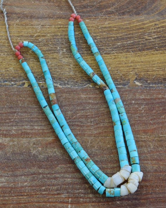 Vintage Southwestern Turquoise Beaded Necklace - image 2