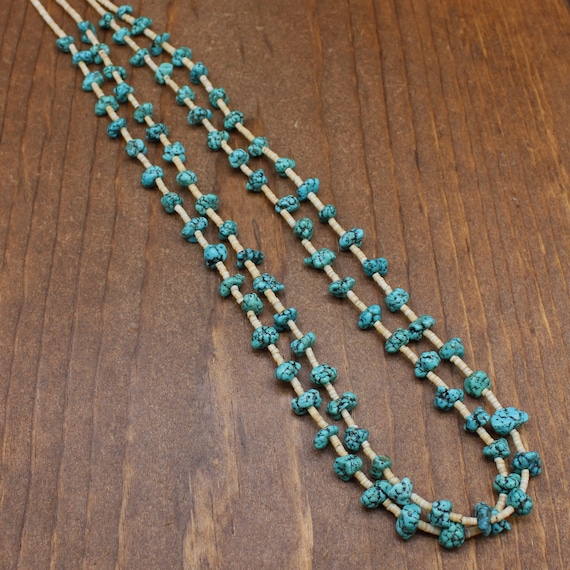 Vintage 2 Strand Small Turquoise Nugget and Heish… - image 3