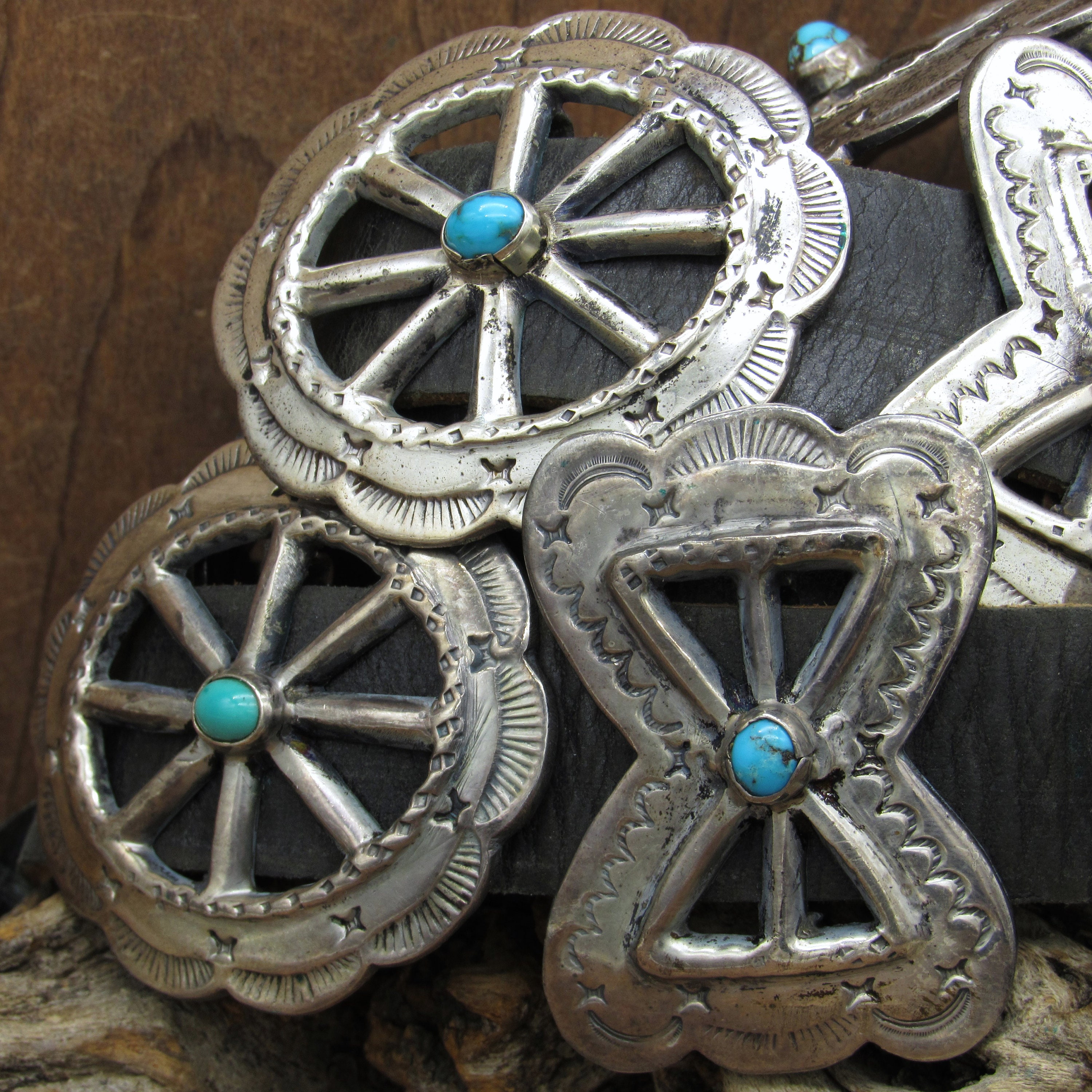 Sterling Silver and Turquoise Navajo Concho Belt by Nellie  display picture 3
