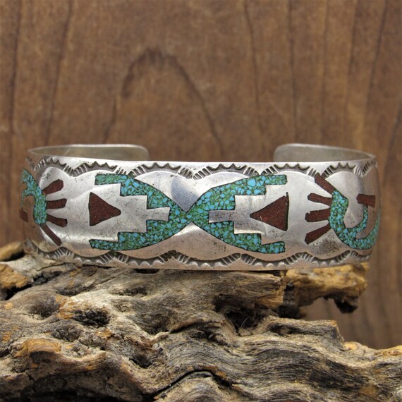 One Of Best Vintage Native American Navajo Ray Tracey Turquoise Coil Sterling Silver Bracelet One Of Best Vintage Native American Navajo Ray Tracey Turquoise Coil Sterling Silver Bracelet