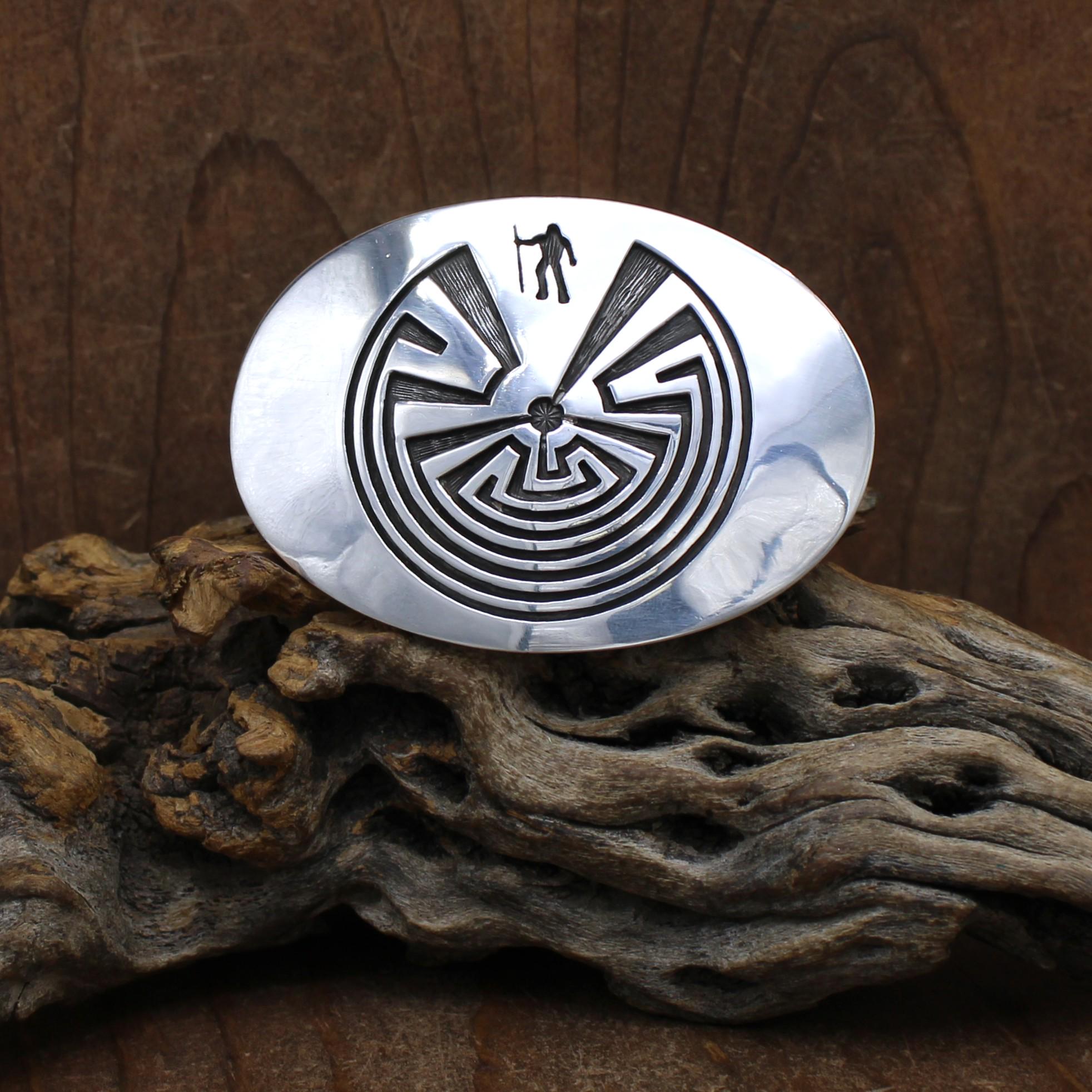 【アンティーク】ベルト用シルバーバックルMan in the Maze ホピベルトバックル「Man in the maze」