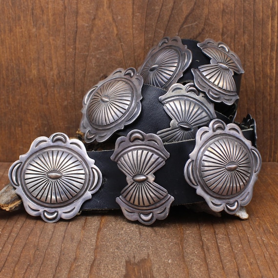 Unique Sterling Silver Concho Belt with Cut-Concho Bows *