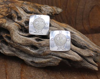 Sterling Silver Mudhead Post Earrings by Laguna-Hopi Howard Sice *