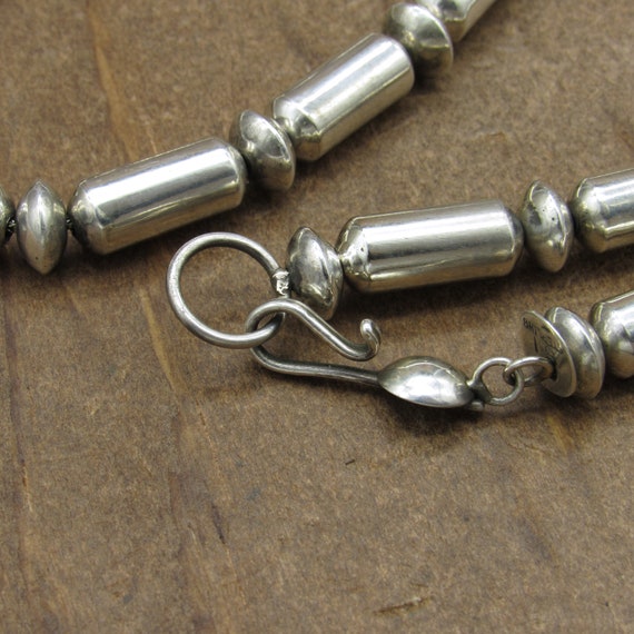 Vintage Sterling Silver Cylinder Beaded Necklace - image 5