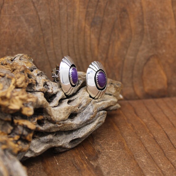 Southwestern Sterling Silver and Sugilite Oval Sh… - image 2