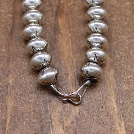 Handmade Navajo Sterling Silver Bead Necklace 17 1/4