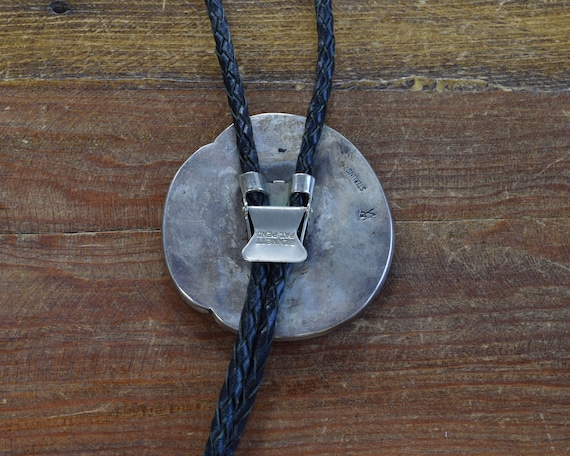 Vintage Turquoise Brave Sterling Silver Bolo Tie - image 3