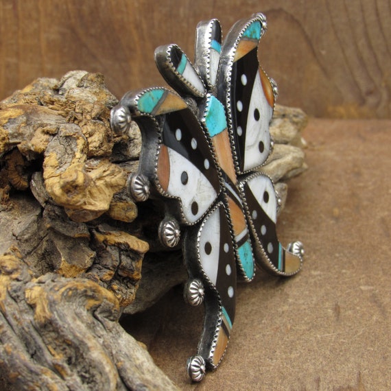 Beautiful Vintage Inlay Large Butterfly Pin - image 2