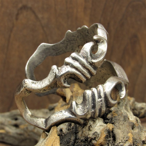 Southwest Sterling Silver Sandcast Cuff Bracelet - image 2