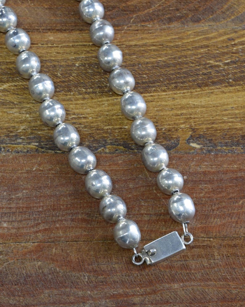 Vintage Taxco Sterling Silver Bead Necklace 18 Etsy