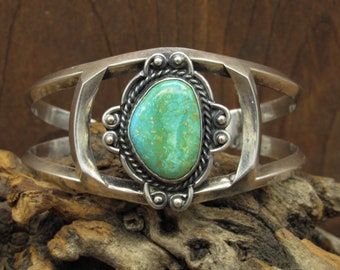 Southwest Sterling Silver and Green Turquoise Cuff Bracelet