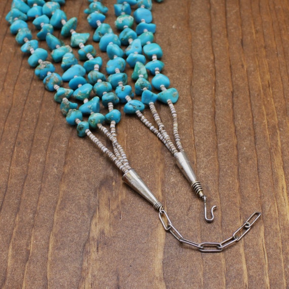 3 Strand Turquoise Nuggets With Olive Shell Heish… - image 3