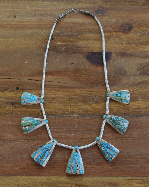 Santo Domingo Shell and Inlay Turquoise Necklace