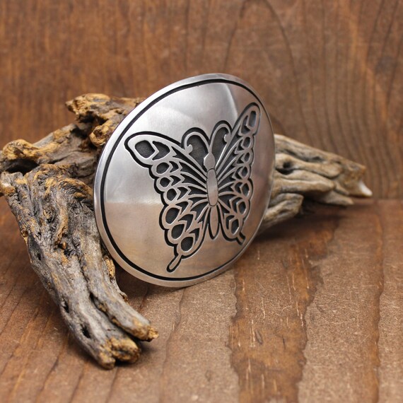 Large Oval Sterling Silver Handmade Butterfly Bel… - image 2