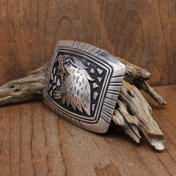 Sterling Silver Domed Eagle Buckle by Navajo Tomm… - image 2