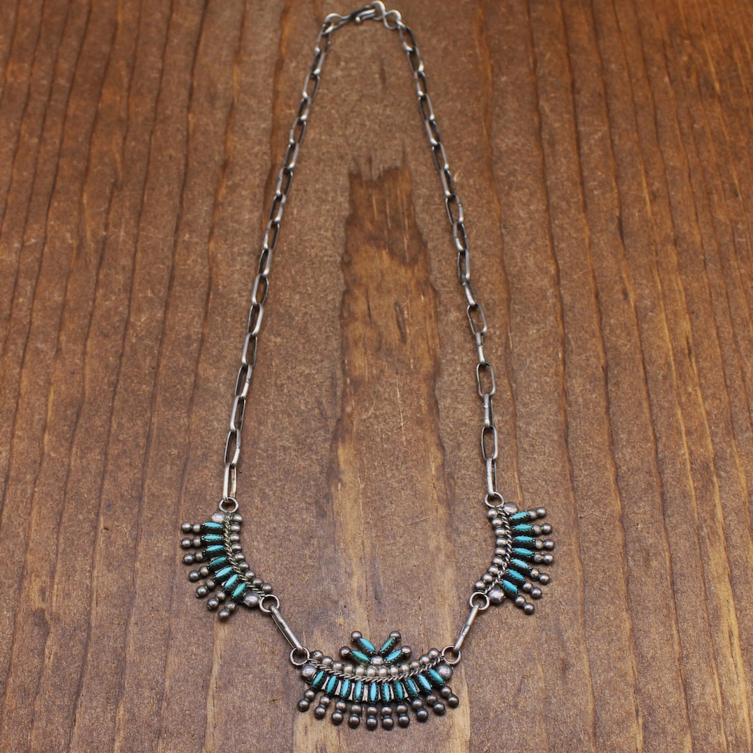 Vintage Sterling Silver Needlepoint Necklace by A & E Nastacio