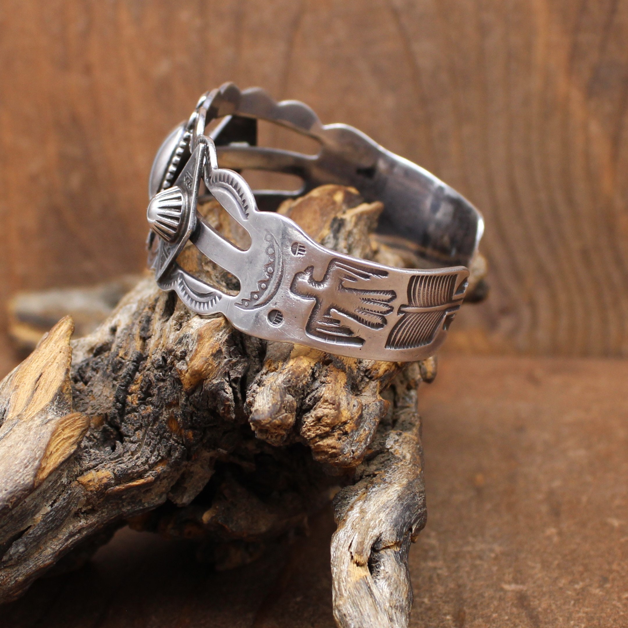 Sterling Silver Fred Harvey Style Stamped Cuff Bracelet - Etsy