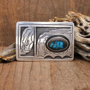 Bisbee Turquoise Silver Buckle - Etsy display picture 1