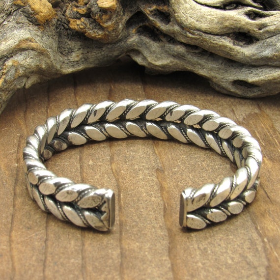 Vintage Sterling Silver Twisted Wire Cuff Bracelet - image 4