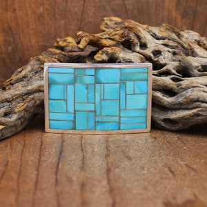 Turquoise Inlayed Belt Buckle Vintage Turquoise Inlay Belt Buckle | Silver Sun main image 4