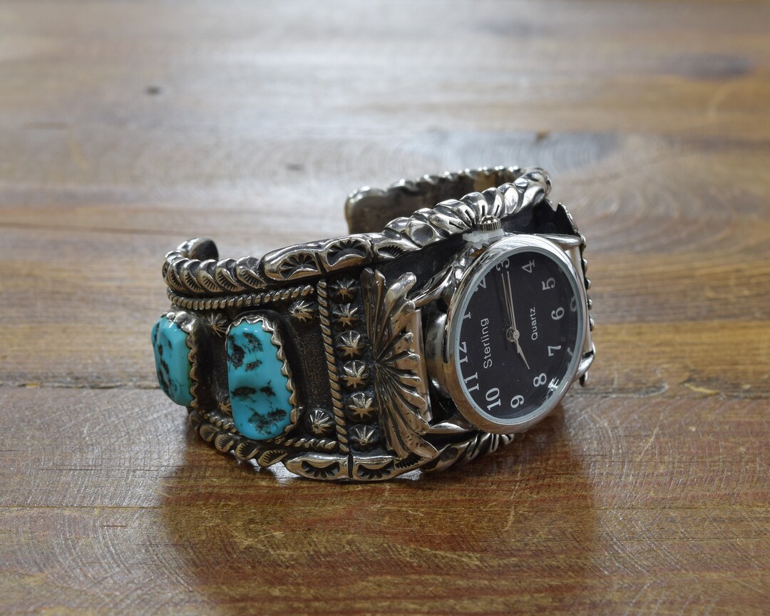 Turquoise cuff watch bracelet discount