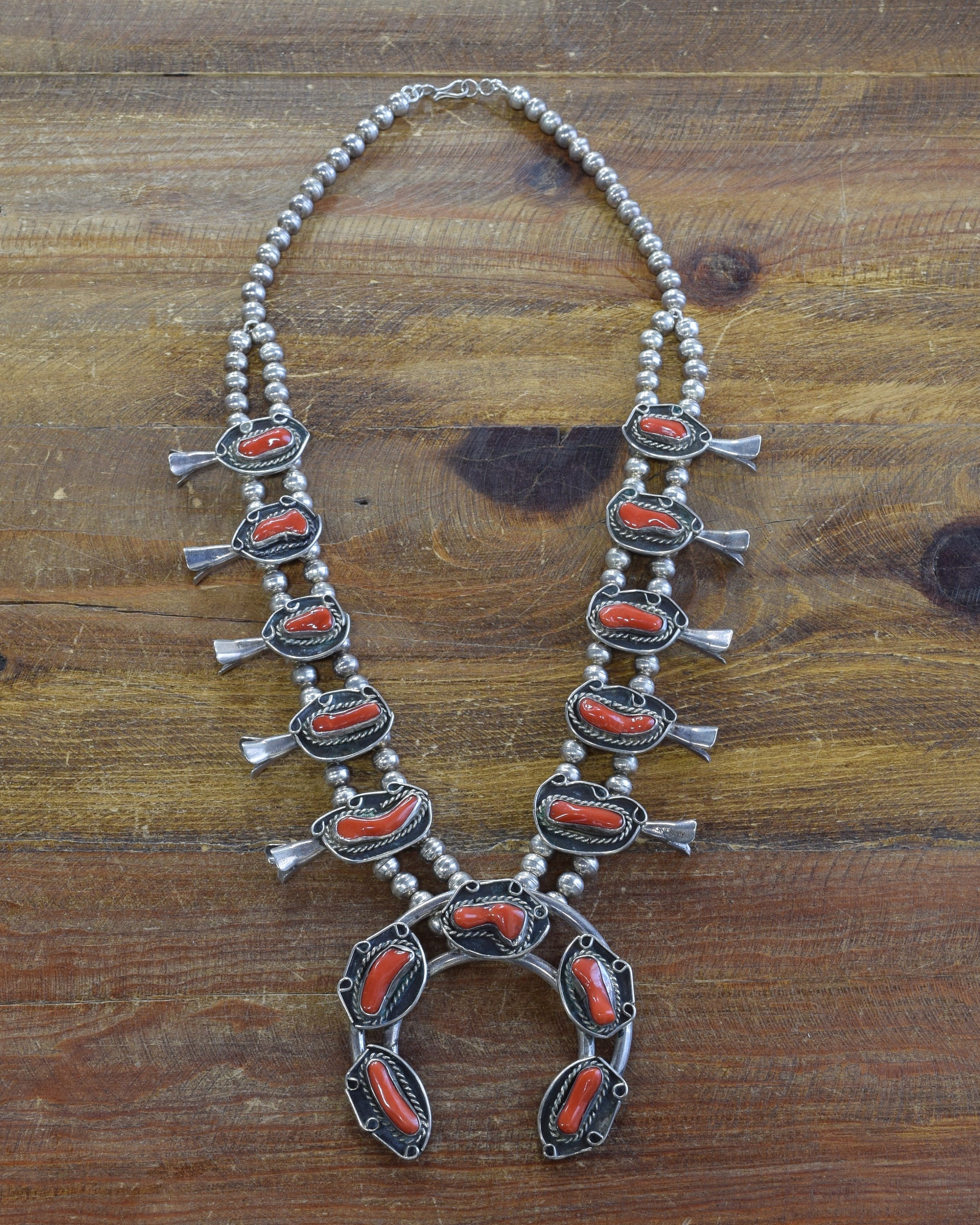 Red coral squash blossom necklace sale