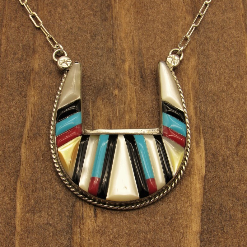 Cobblestone Inlay Sterling Silver Southwest Necklace image 2