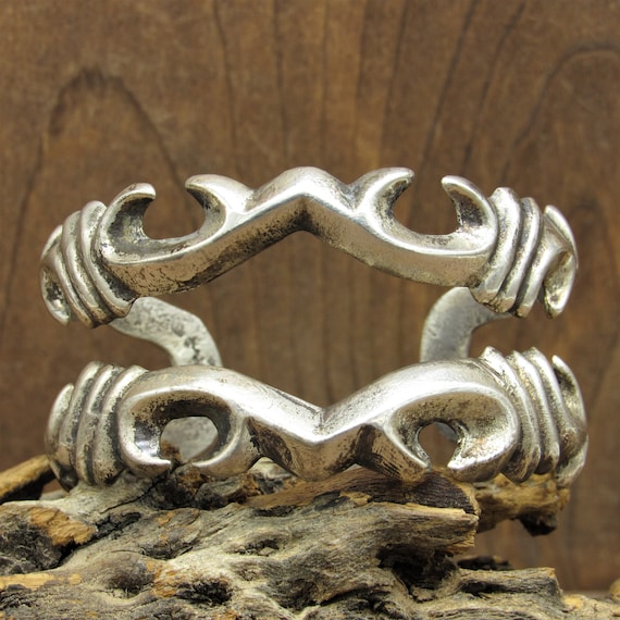 Southwest Sterling Silver Sandcast Cuff Bracelet - image 1