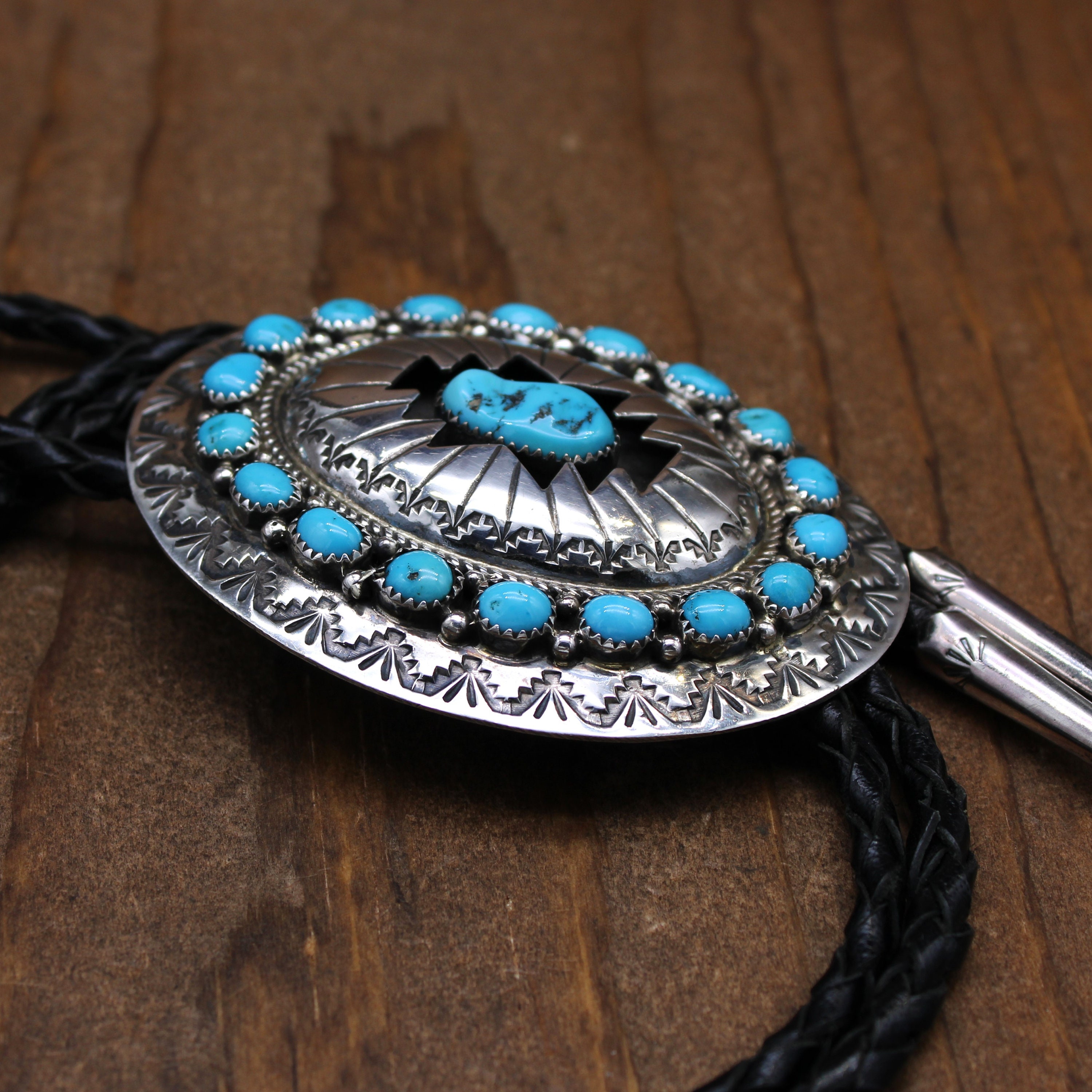 Navajo Wilbur Musket Jr ターコイズ ペンダントトップ Sterling Silver and Turquoise Shadow Box Buckle Bolo Set by Wilbur