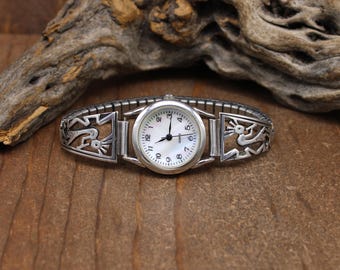 Sterling Silver Kokopelli Open Design Watchband *